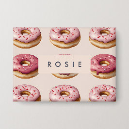 Monogram Personalisiert Pink Donut Pattern Button