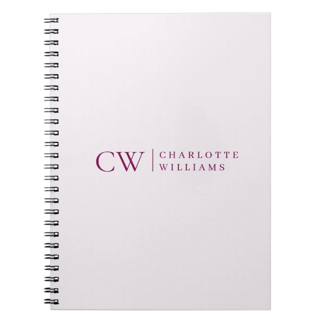 Monogram Personalisiert Pink Initial & Name Notebo Notizblock (Vorderseite)