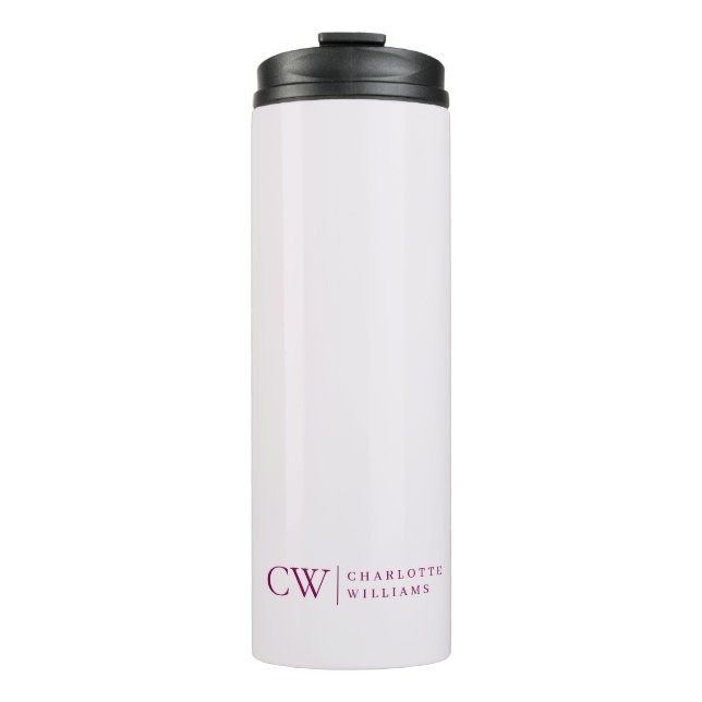 Monogram Personalisiert Pink Initial & Name Tumble Thermosbecher (Vorderseite)