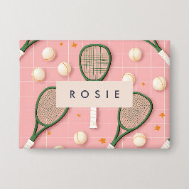 Monogram Personalisiert Retro Tennis Racket Muster Button