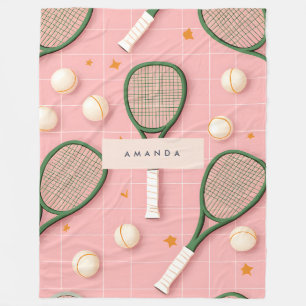 Monogram Personalisiert Retro Tennis Racket Muster Fleecedecke