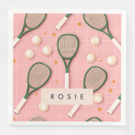 Monogram Personalisiert Retro Tennis Racket Muster Serviette