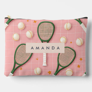 Monogram Personalisiert Retro Tennis Racket Muster Zubehörtasche