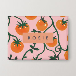 Monogram Personalisiert Retro Tomato Vine Muster Button