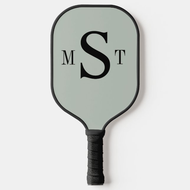 Monogram Personalisiert Sage Green Pickleball Schläger (Vorderseite)