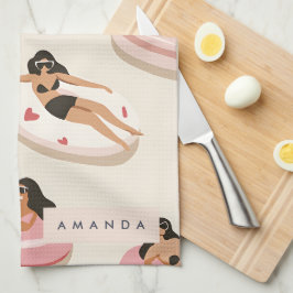 Monogram Personalisiert Summer Pool Floating Muste Geschirrtuch