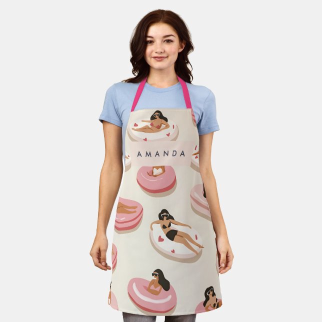 Monogram Personalisiert Summer Pool Floating Muste Schürze (Getragen)