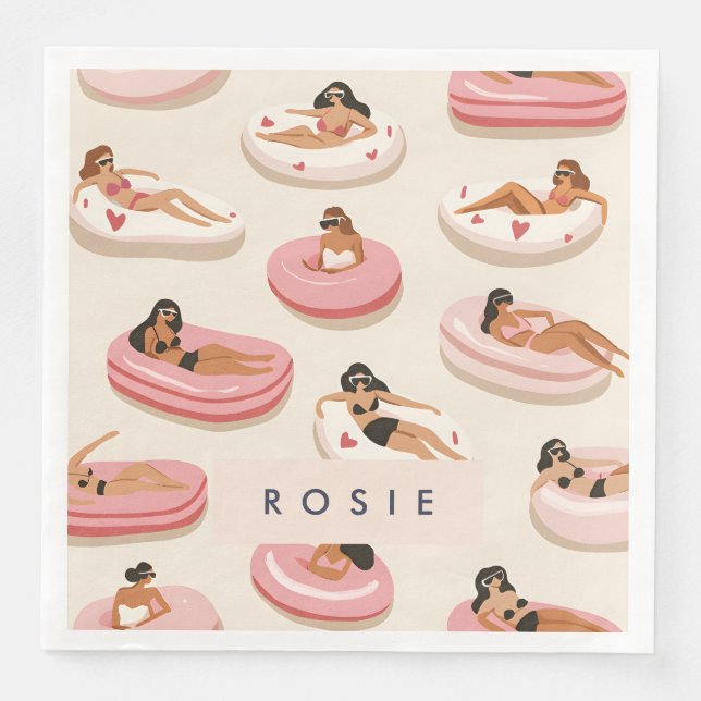 Monogram Personalisiert Summer Pool Floating Muste Serviette (Vorderseite)