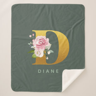 Monogram Personalisierte Imitat Gold Letter D Sherpadecke