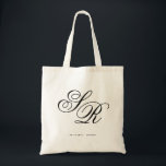 Monogram personalisierter Hochzeitstermin Tragetasche<br><div class="desc">Klicken Sie auf "Anpassen",  um die Initialen in Ihrem gewünschten Look zu bewegen! Stellen Sie sicher,  dass Karo aus mehr als 100 Hochzeitsfeiern in meinem Shop!</div>