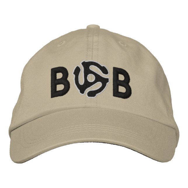Monogram Personalize 45 Distanzhalter DJ bestickte Baseballkappe (Vorderseite)