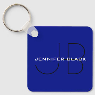 Monogram Phthalo Blue Minimalistisch Modern Name Schlüsselanhänger
