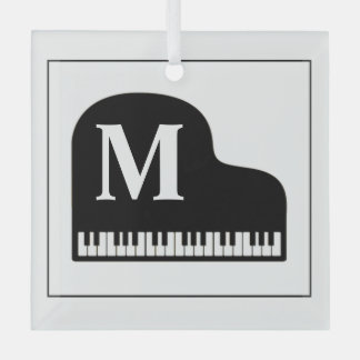 Monogram Pianist aus Schwarz und Weiß Ornament Aus Glas