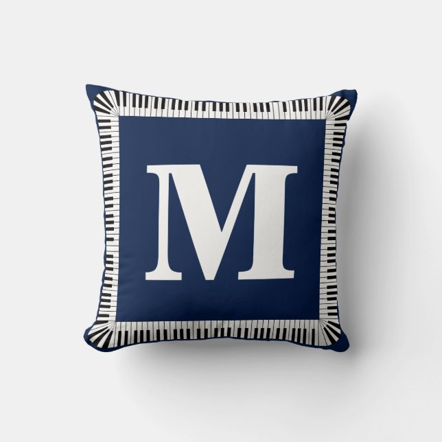 Monogram Piano Music Key Throw Kissen 16" x 16" (Vorderseite)