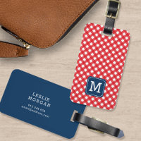 Monogram Picnic Red Gingham und Blue