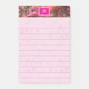 Monogram Pink Abstrakt Forest World Post-it Klebezettel