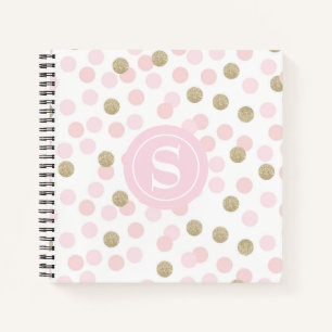Monogram Pink and Imitate Gold Glitzer Muster Notizbuch