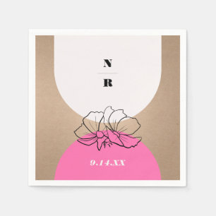 Monogram Pink Arch Floral Wedding Serviette