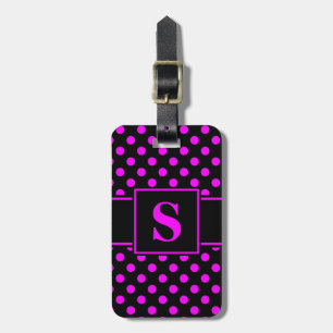Monogram Pink auf dem schwarzen Polka-Punkt Gepäckanhänger