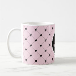 Monogram Pink & Black Bow Script Mug
