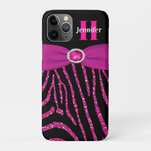 Monogram Pink, Black Glitzer Zebra iPhone 11 Fall Case-Mate iPhone Hülle