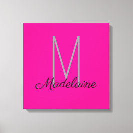 Monogram Pink Black Personal Elegant Leinwanddruck