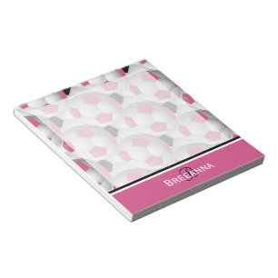 Monogram Pink Black Soccer Ball Pattern Notizblock