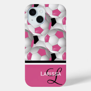 Monogram Pink Black Soccer Ball Pattern title_seo2