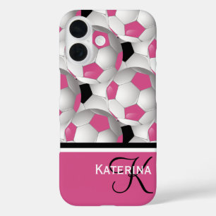 Monogram Pink Black Soccer Ball Pattern title_seo2