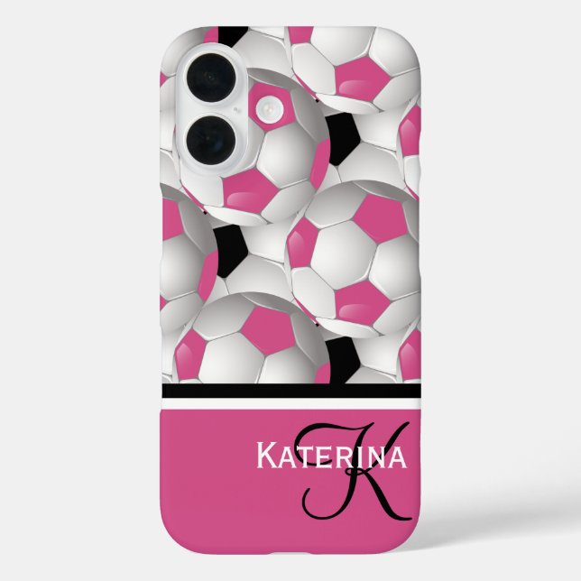 Monogram Pink Black Soccer Ball Pattern title_seo2 (Rückseite)