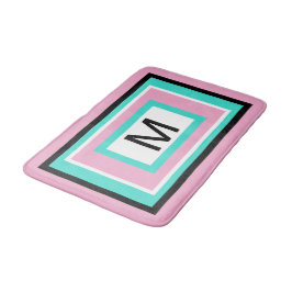 Monogram Pink Black Turquoise Geometric Badematte
