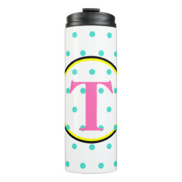 Monogram Pink Black Turquoise Punkte Thermosbecher