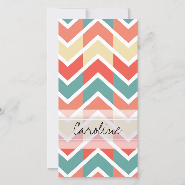 Monogram Pink Blue Geo Abstraktes Zickzack Muster (Vorderseite)