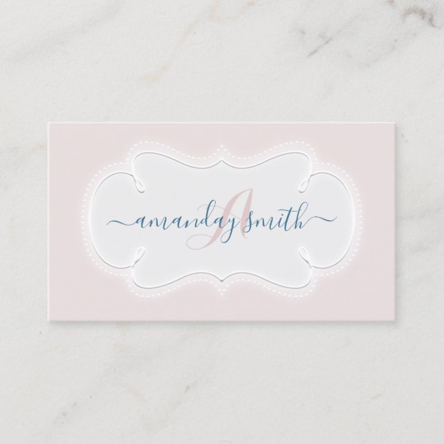 Monogram Pink Blush Blogger Influencer Baby Visitenkarte (Vorderseite)
