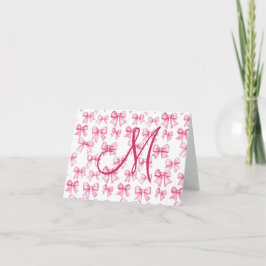 Monogram Pink Bow Coquette Ästhetische Preppy Dankeskarte