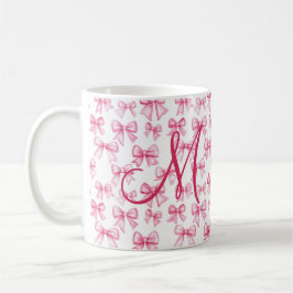 Monogram Pink Bow Coquette Ästhetische Preppy Tren Kaffeetasse