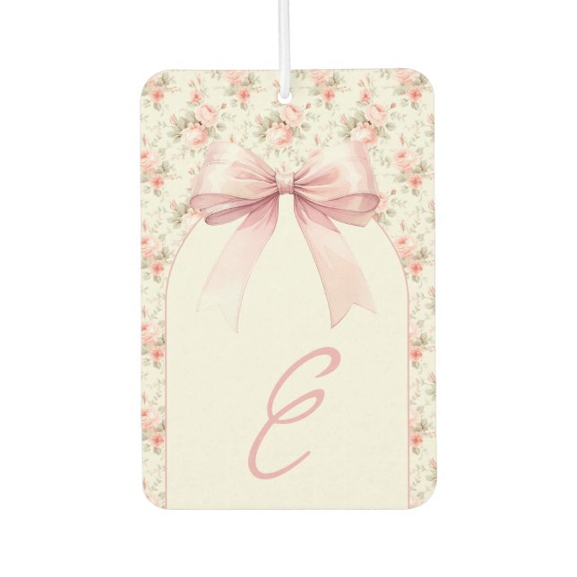Monogram Pink Bow Coquette Autolufterfrischer (Vorderseite)