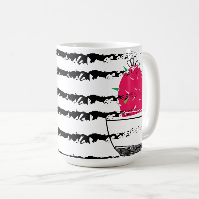 Monogram Pink Cactus striped Kaffeetasse (VorderseiteRechts)