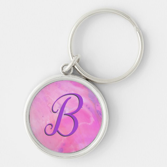 Monogram Pink Chem 5 Script Schlüsselanhänger (Vorne)