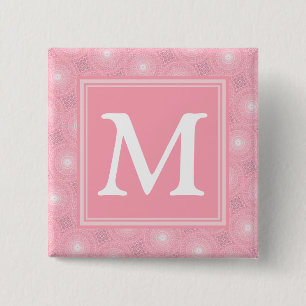 Monogram pink circles pattern button