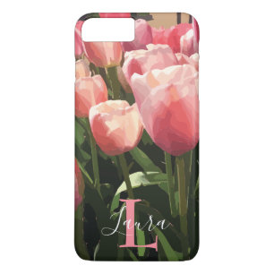 Monogram Pink Coral Tulips Case-Mate iPhone Hülle