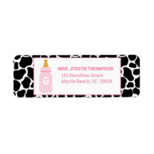 Monogram Pink Cowprint Milk a Holic Address Label