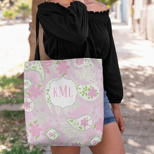 Monogram Pink Custom Hübsch Paisley Tasche