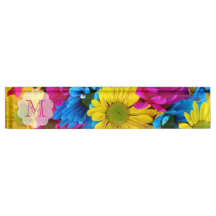 Monogram Pink Desk Name Plate daisy Blume Wedding Namensplakette