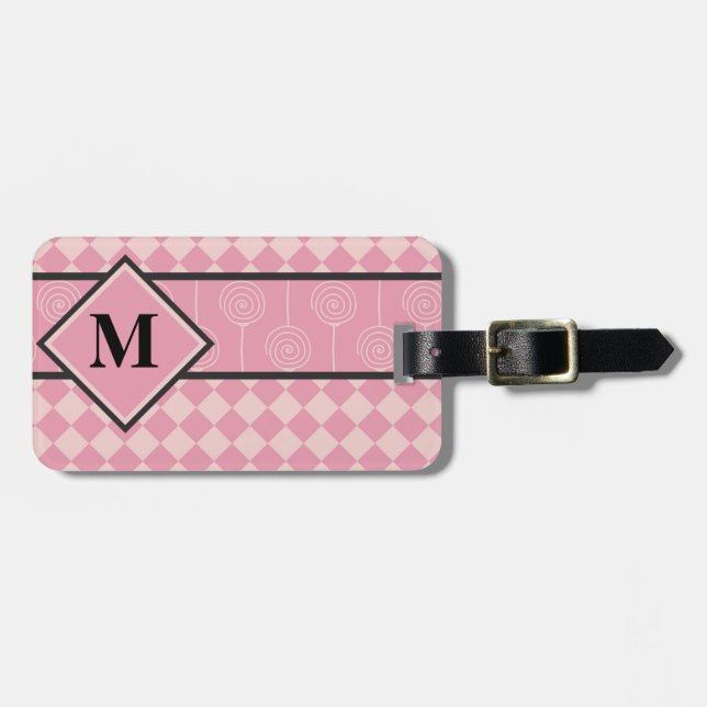 Monogram Pink Diamonds and Lollipops Gepäckanhänger (Vorderseite horizontal)