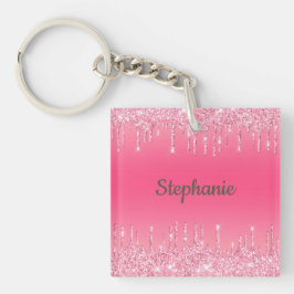 Monogram Pink Driving Glitzer Glam Trendy Schlüsselanhänger