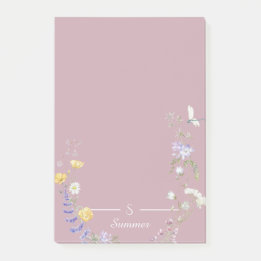 Monogram Pink Floral Butterfly Botanische Hütte Post-it Klebezettel