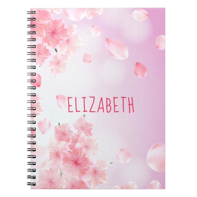 Monogram Pink Floral Feminine Journal-Notebook Notizblock (Vorderseite)