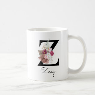 Monogram Pink Floral Initial W Coffee Z Kaffeetasse