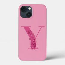 Monogram Pink Floral Letter Y iPhone Case